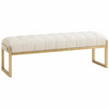 Gestoffeerde bedbank 120 x 40 x 45 cm crème bouclé met goudkleurig stalen frame
