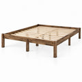 Bedframe van massief grenenhout met lattenbodem 160 x 200 cm - Donkerbruin/Naturel
