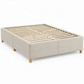 Gestoffeerd tweepersoonsbed met lattenbodem 160 x 200 cm – Crème