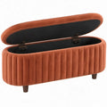 Ovale opbergbank met deksel 120 x 45 x 45 cm Terracotta polyesterfluweel