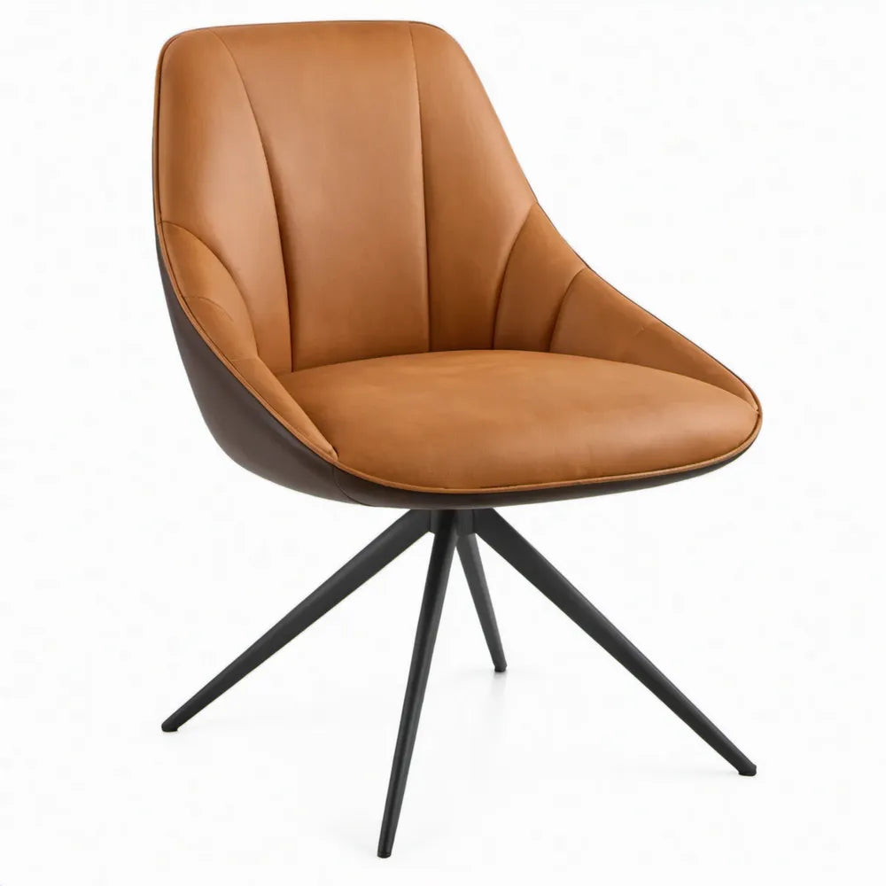 Draaibare stoel met armleuningen 60 x 63 x 86 cm cognacbruin kunstleer zwart staal