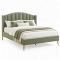 Gestoffeerd tweepersoonsbed 160 x 200 cm olijfgroen met goudkleurige poten