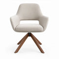 Loungestoel met armleuningen, bouclé bekleding en massief beukenhouten poten – 75 x 76 x 84 cm – Gebroken wit