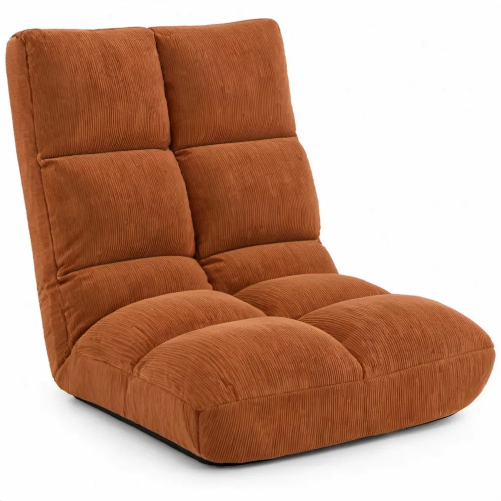 Loungefauteuil vloerstoel 85 x 90 x 78 cm roestbruin ribfluweel